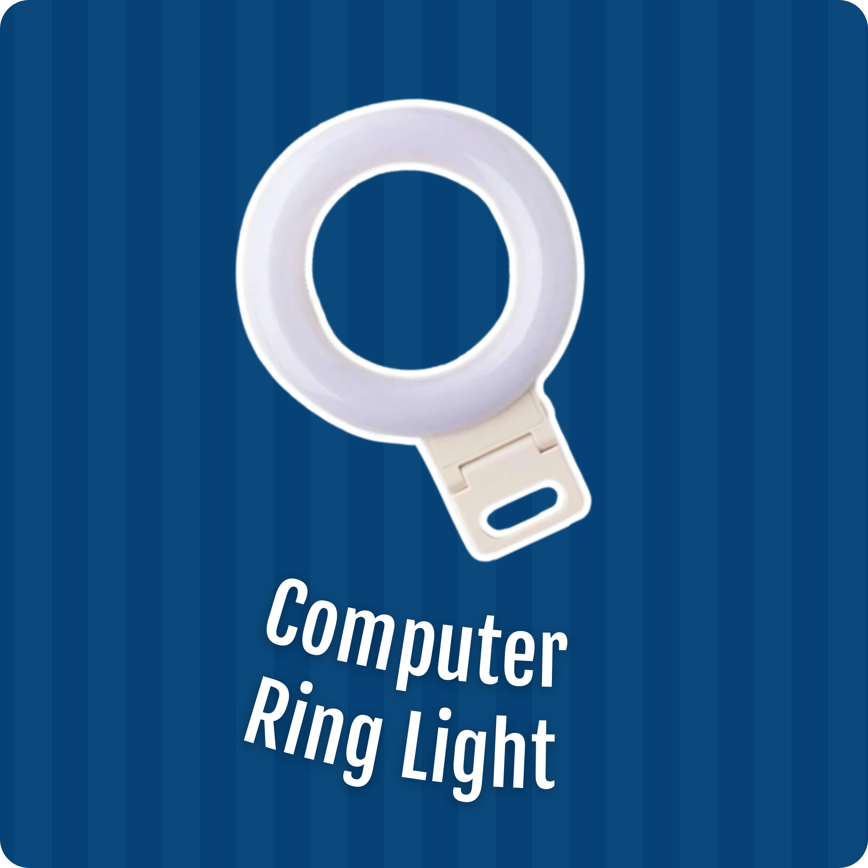 image of a white computer ring light over a blue lined background